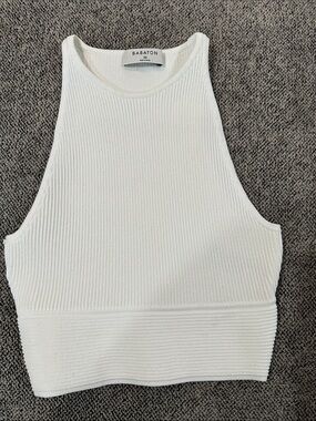 Babaton Ivory Ribbed High-Neck Tank